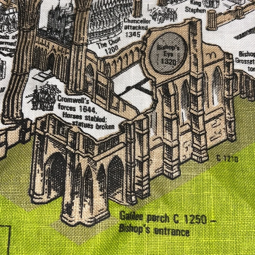 Vintage Lincoln Cathedral Irish Souvenir Wall Tapestry/ Tea Towel EUC Like New
